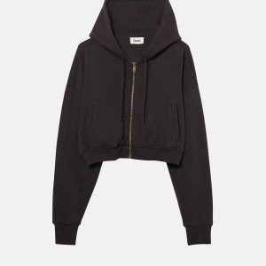 BABYDOLL CROP ZIP THERMAL HOODIE