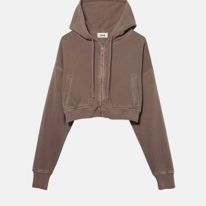 BABYDOLL CROP ZIP THERMAL HOODIE