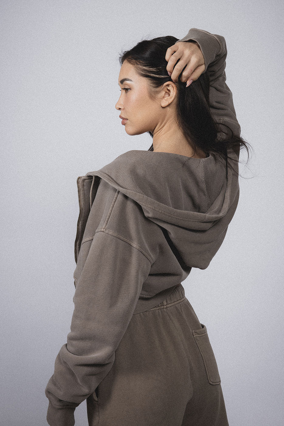 BABYDOLL CROP ZIP THERMAL HOODIE - Image 3
