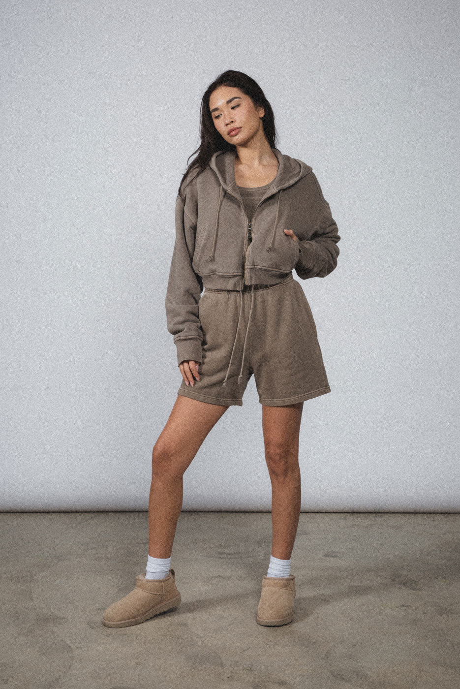 BABYDOLL CROP ZIP THERMAL HOODIE - Image 4