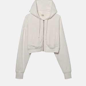 BABYDOLL CROP ZIP THERMAL HOODIE